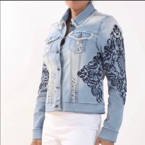 AZI Embellished Beaded Jean Jacket